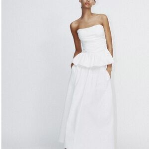 White Strapless shirt and skirt set